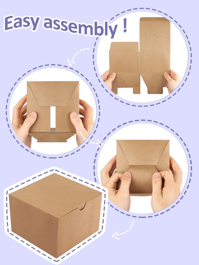 Eupako Brown Gift Boxes 5x5x3.5 25 Pack Kraft Paper Gift Boxes with Lids for Gifts, Crafting, Wedding, Birthday, Party, Cupcake - Image 3